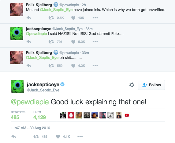 PewDiePie лишился «галочки» в Twitter и подался в ИГИЛ (не совсем) - Изображение 1 PewDiePie лишился «галочки» в Twitter и подался в ИГИЛ (не совсем) - Изображение 1